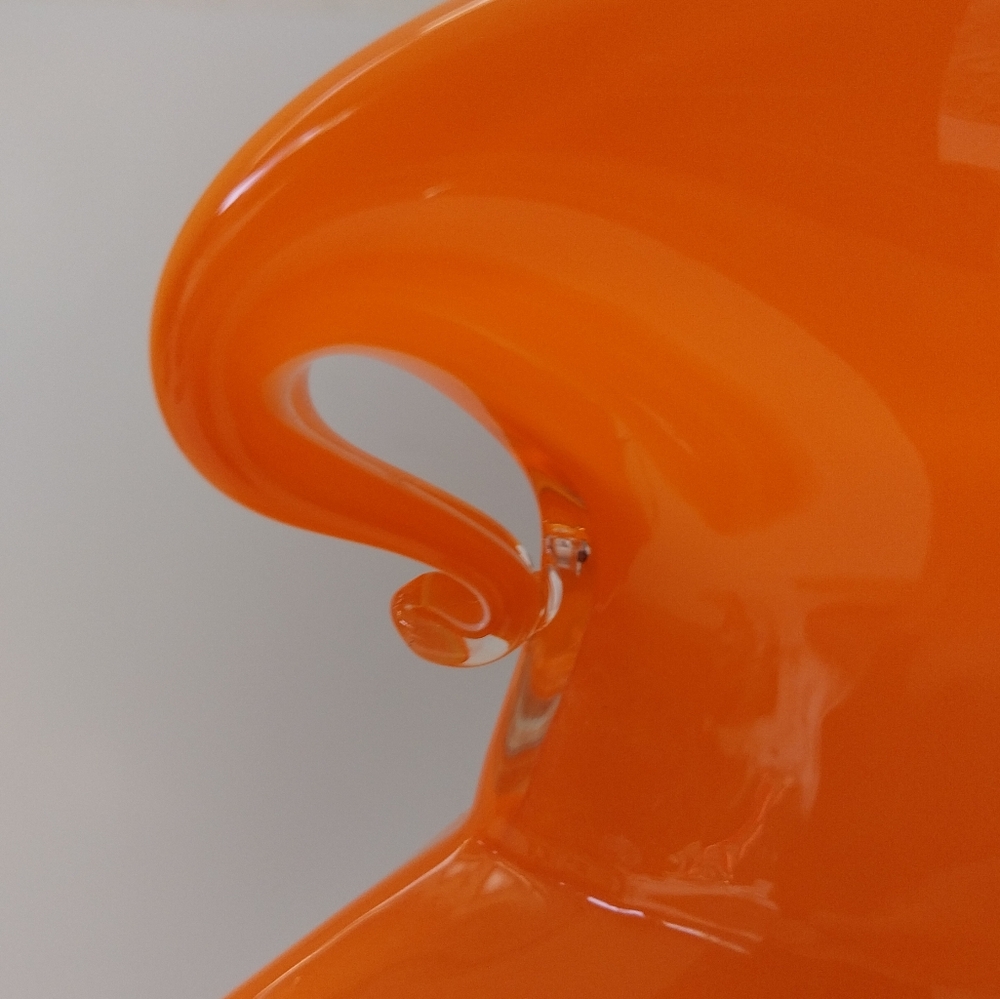 Rare Orange and Clear Blown Glass Vase. - Picture 6 of 9
